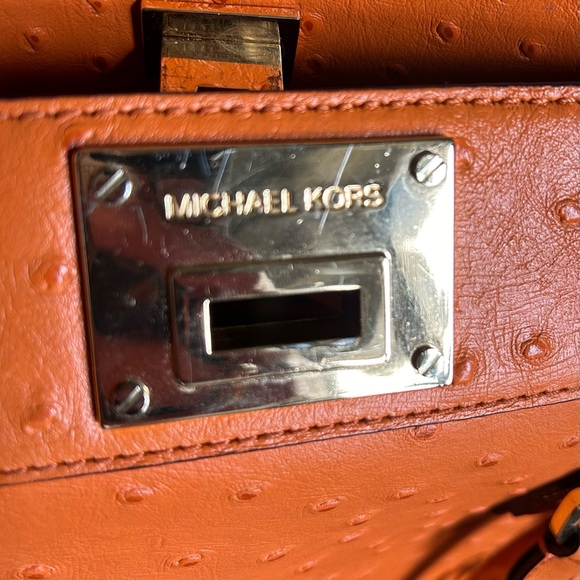 Bundle! Michael Kors Burnt Orange Ostrich 2 Way Satchel W/ MATCHING WALLET! - Picture 14 of 16